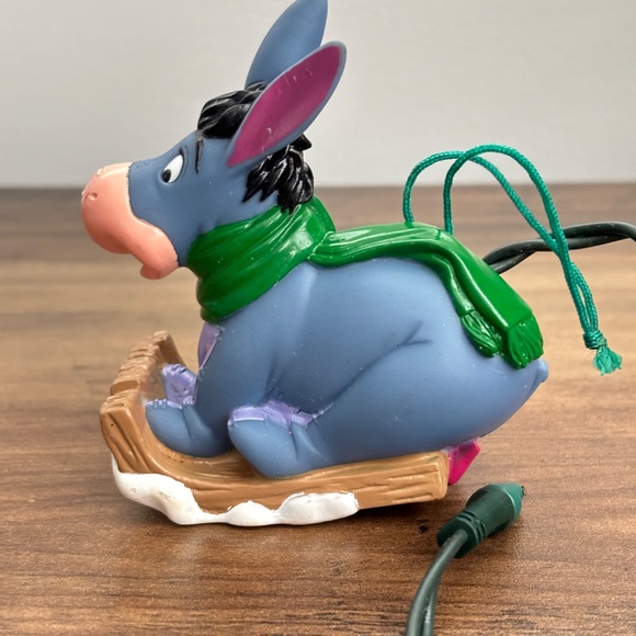 VINTAGE Disney Winnie The Pooh EEYORE On SLED Figure Christmas Ornament Light Up - Picture 7 of 10